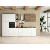 Küchenblock ''Dafne'' mit Geräte, Weiß/Walnussfarben - Walnussfarben/Weiß, LIFESTYLE, Holzwerkstoff/Kunststoff (315cm) - MID.YOU
