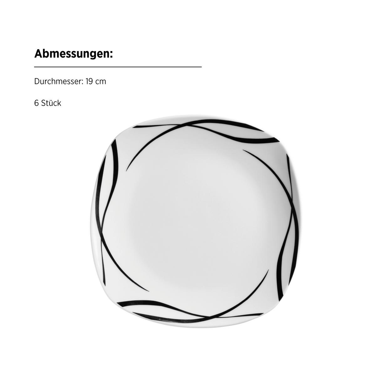 TELLERSET DECORA - Weiss/Schwarz, Trend, Keramik - Mäser