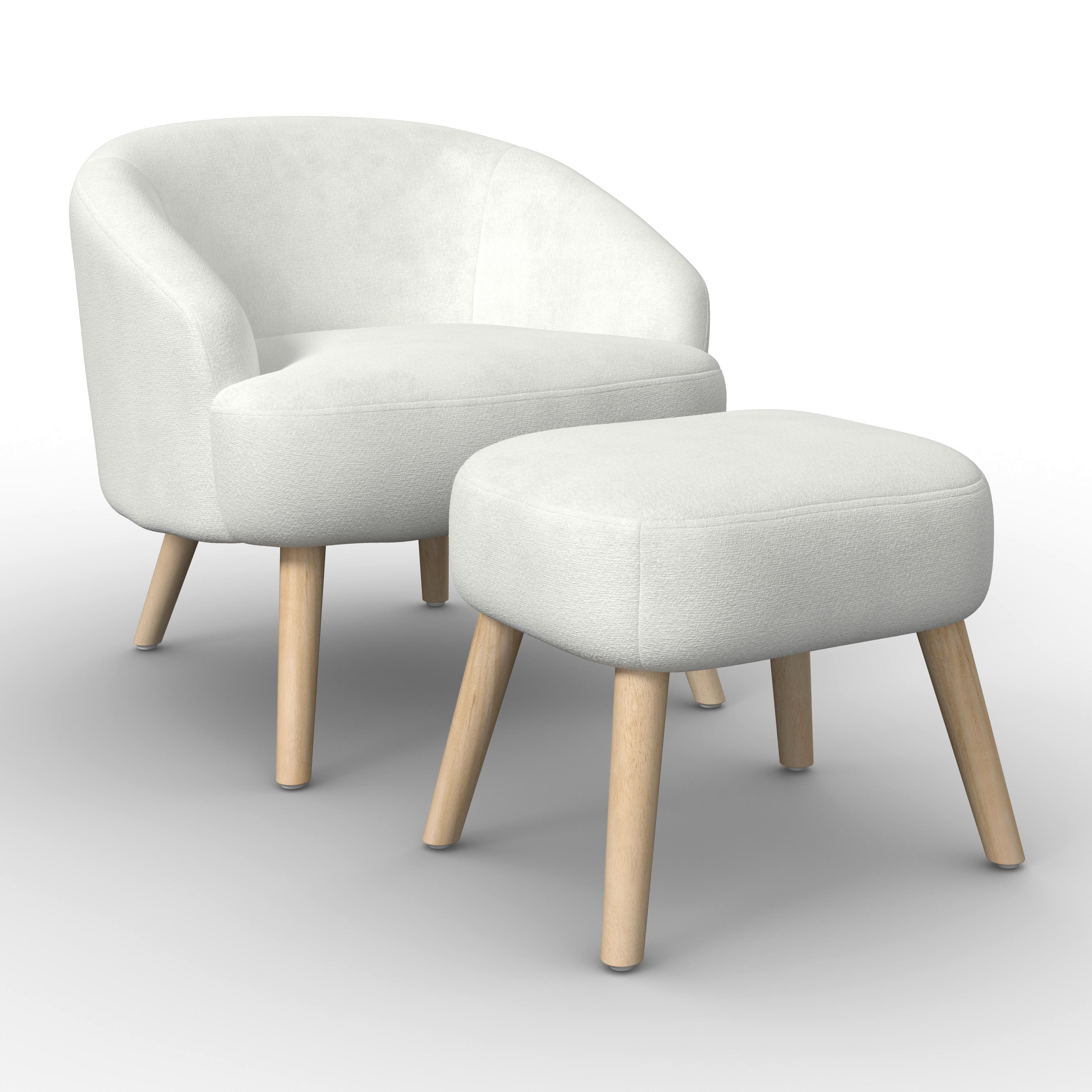 Sessel Sonja Chenille Weiß - Weiß/Naturfarben, MODERN, Holz/Textil (71/69/68cm)