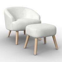 Sessel Sonja Chenille Weiß - Weiß/Naturfarben, MODERN, Holz/Textil (71/69/68cm)