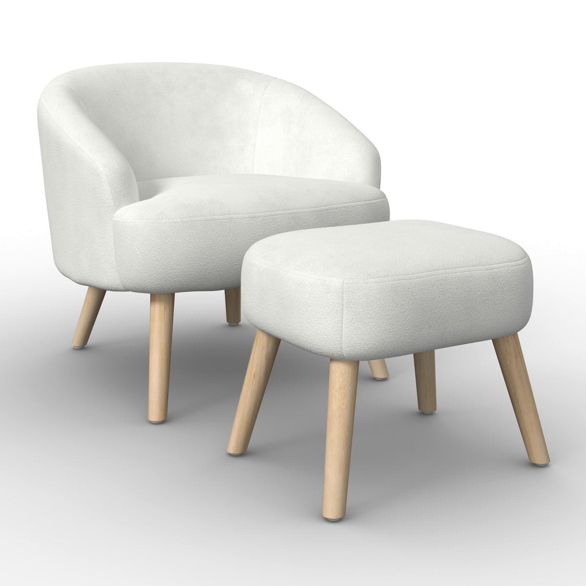 Sessel Sonja Chenille Weiß - Weiß/Naturfarben, MODERN, Holz/Textil (71/69/68cm)