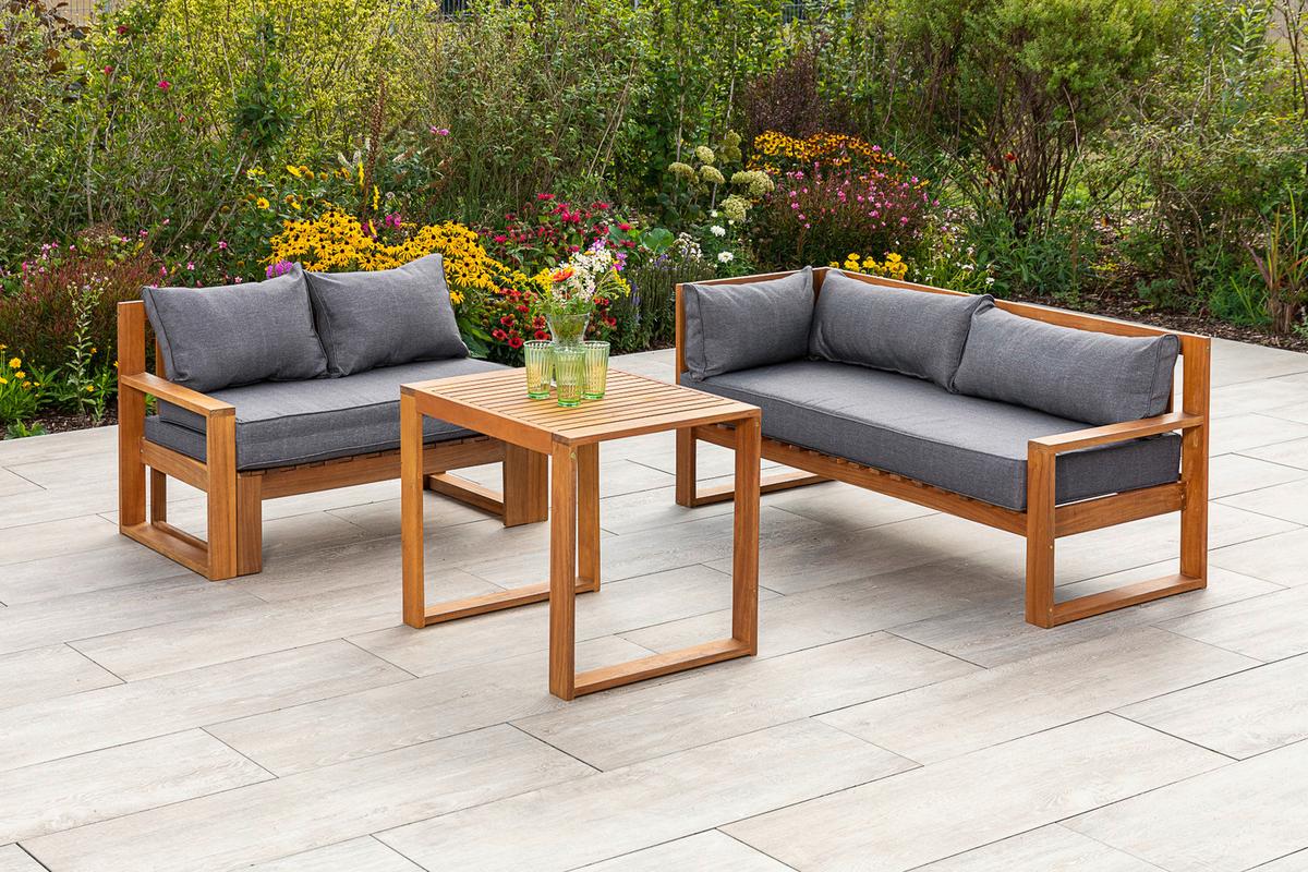 Lounge Garnitura Merida, Masivno - siva/naravne barve, Moderno, les (182/166/62,5cm) - Gardenson