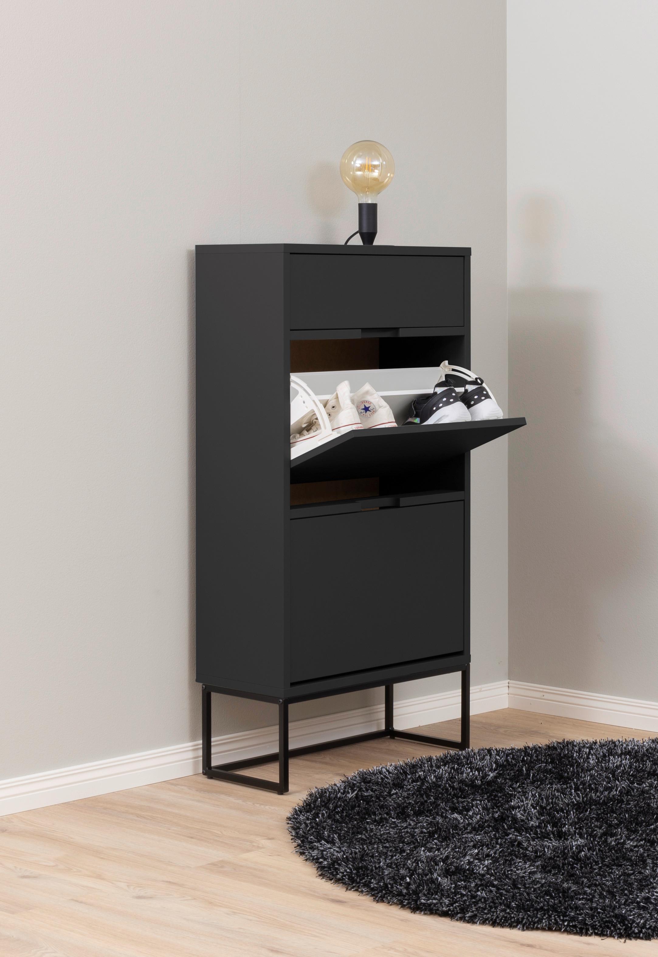 SZAFKA UCHYLNA NA BUTY LIPP - czarny, Design, materiał drewnopochodny/metal (58/116/28cm)