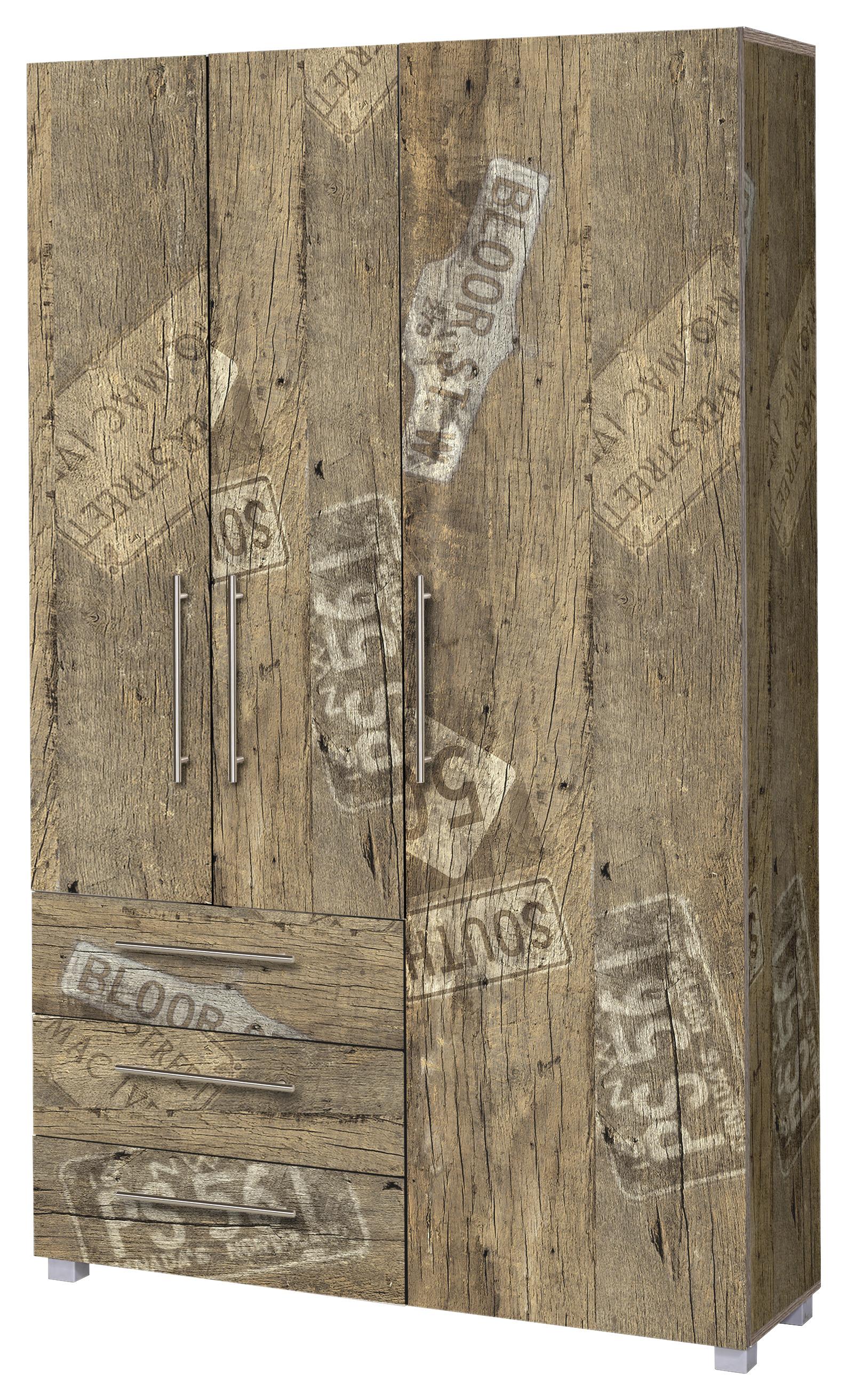 Garderobenschrank "Danu" , eiche - Eichefarben/Silberfarben, Basics, Holzwerkstoff/Metall (118/192,5/35cm) - MID.YOU