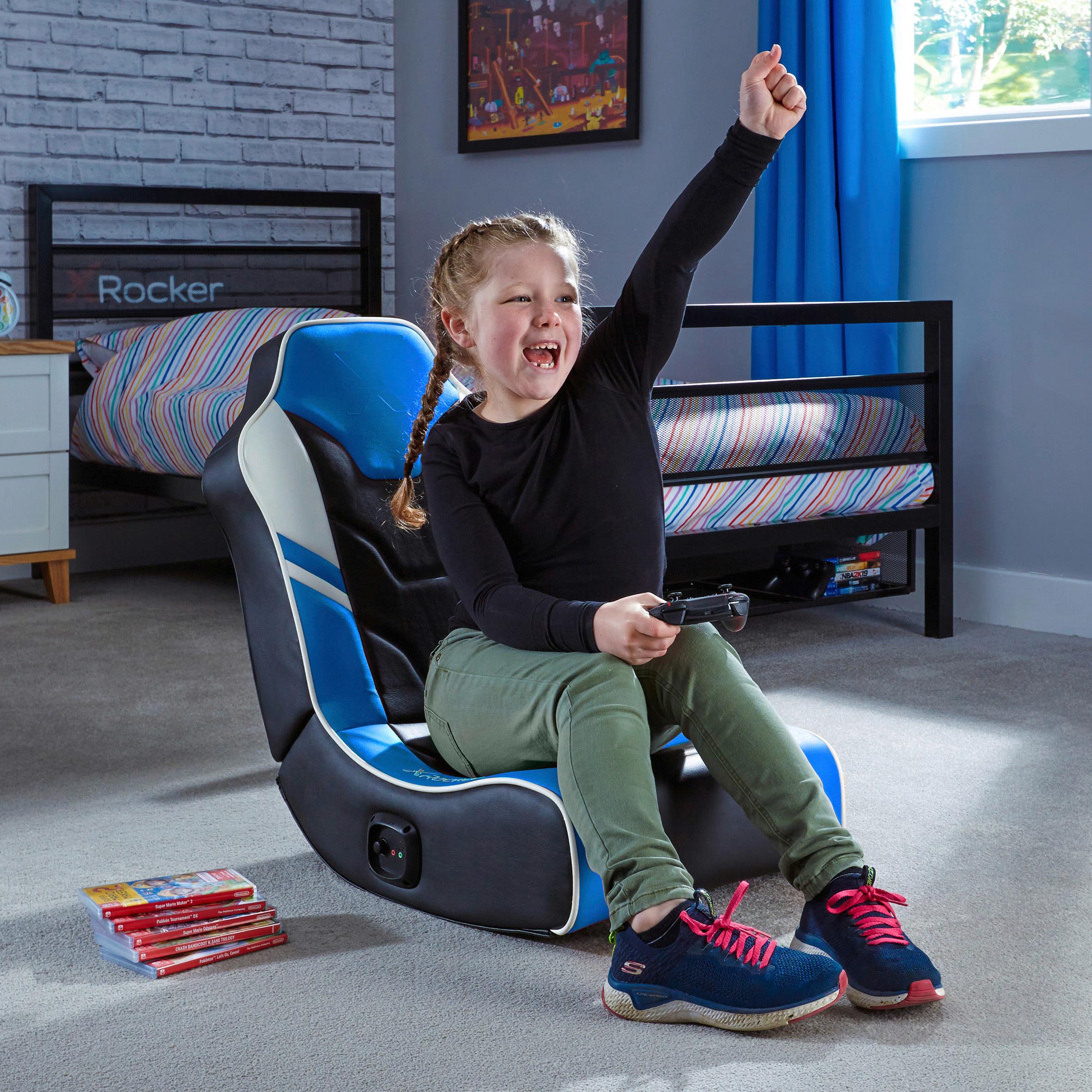 Gamingsessel Shadow 2.0 ca. 42x64x75 cm Blau/Weiß/Schwarz - Blau, MODERN, Textil (42/64/75cm) - X Rocker