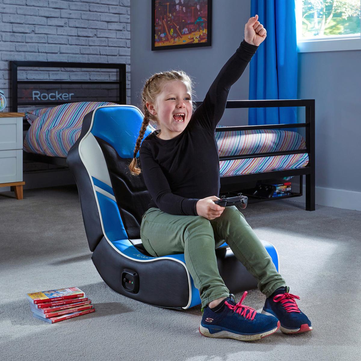 Gamingsessel Shadow 2.0 ca. 42x64x75 cm Blau/Weiß/Schwarz - Blau, MODERN, Textil (42/64/75cm) - X Rocker