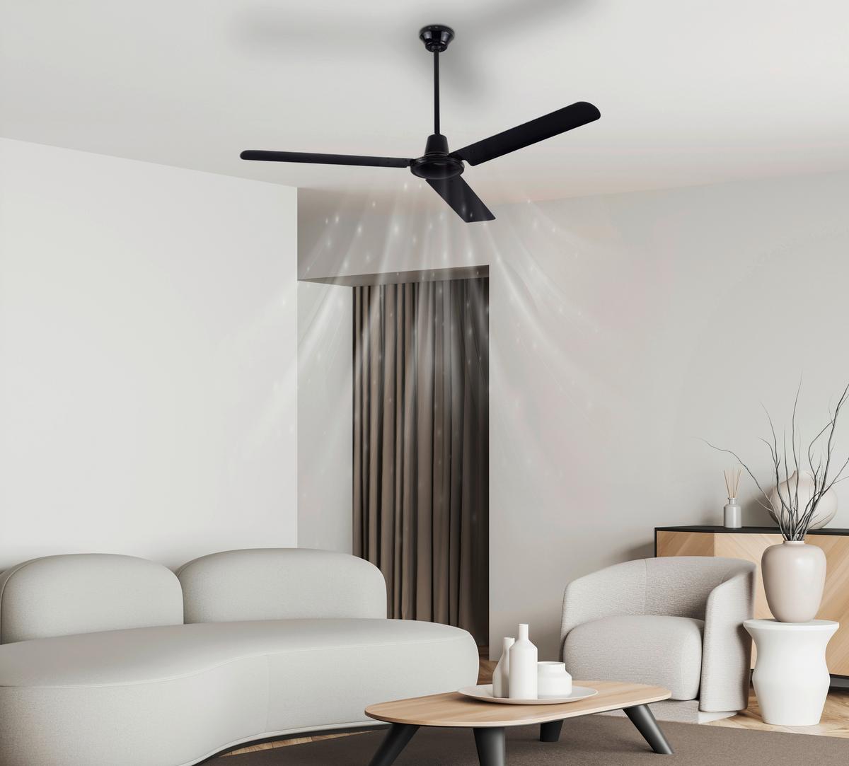 Stropni Ventilator Ferro - crna, Konvencionalno, metal (142/58cm) - Globo