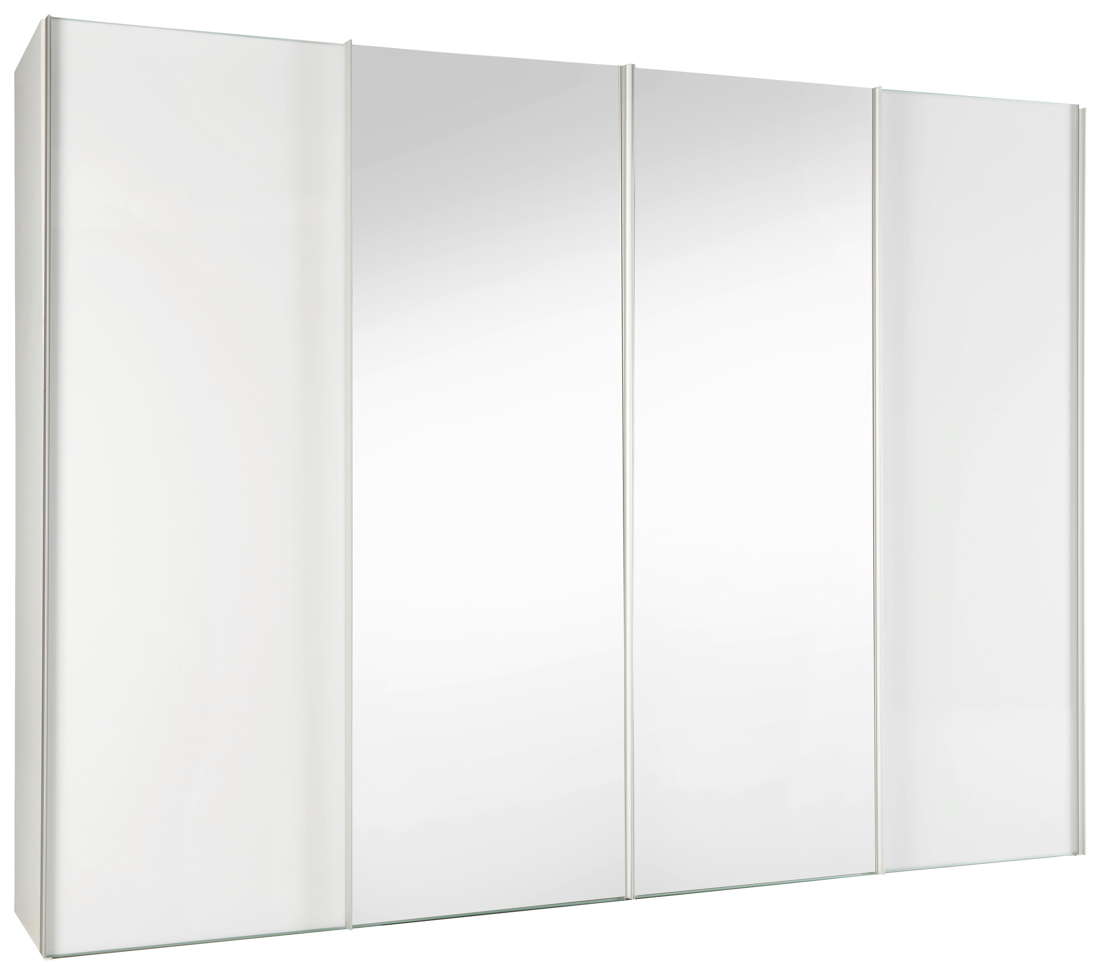 Schwebetürenschrank in Weiss - Weiss/Alufarben, Lifestyle, Glas/Holzwerkstoff (298/222/68cm) - Premium Living