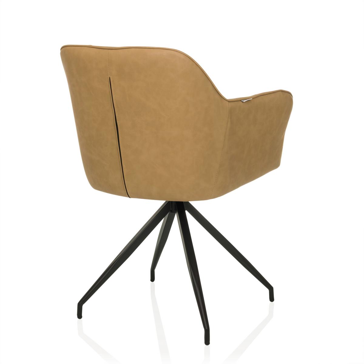 Naslanjač Elverum Spu, Barva Konjaka - črna/barve konjaka, Moderno, kovina/usnje (61/90/56cm) - MID.YOU