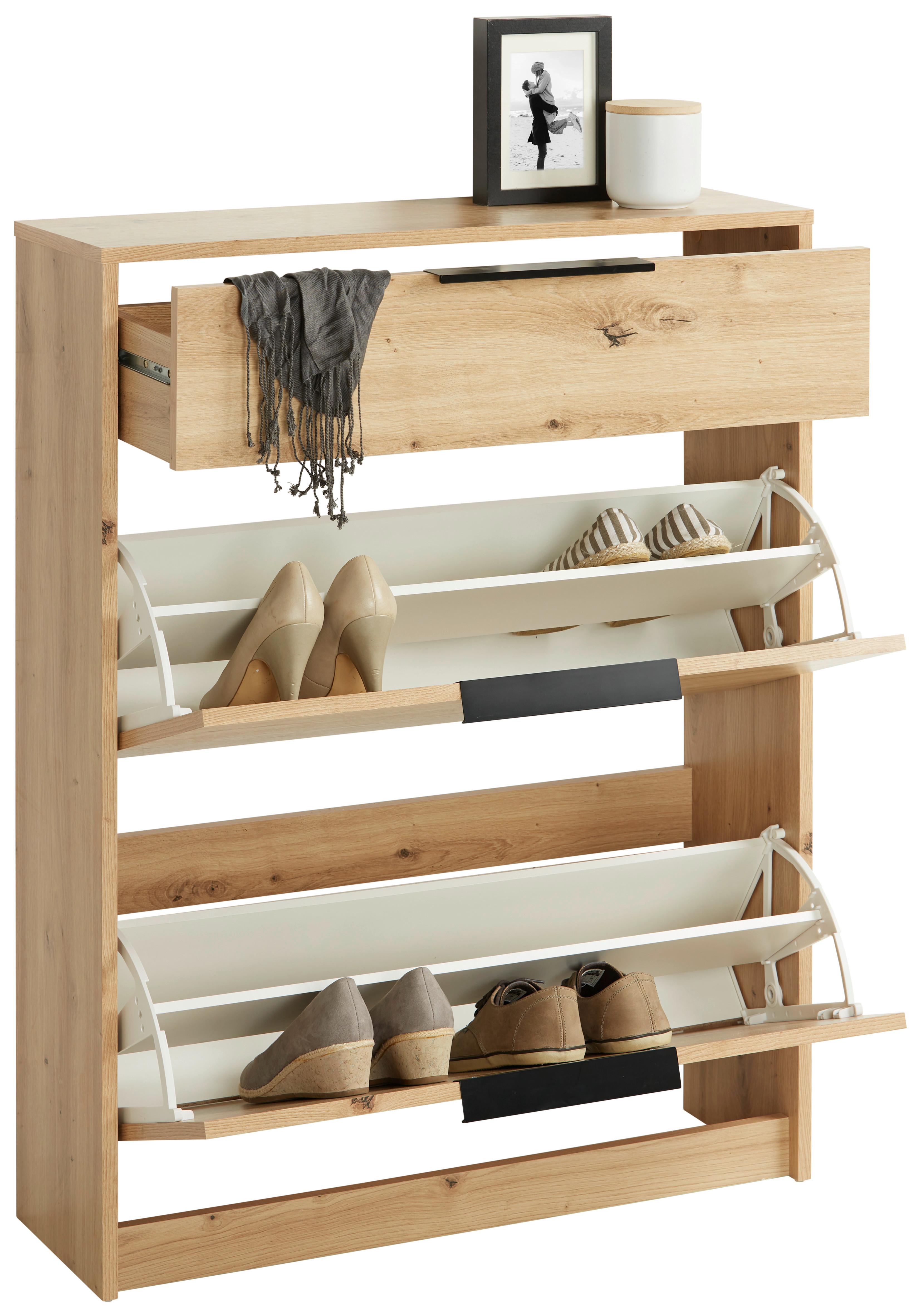 MEUBLE À CHAUSSURES ABATTANT BELA -EXKLUSIV- - couleur chêne, MODERN, matériau en bois (79/103/25cm) - Mömax