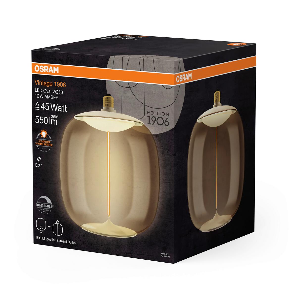 ŻARÓWKA LED 1906LBOVLD 12W/818 AMMAG E27 - kolor bursztynowy, Konventionell, tworzywo sztuczne (25/30cm) - Osram