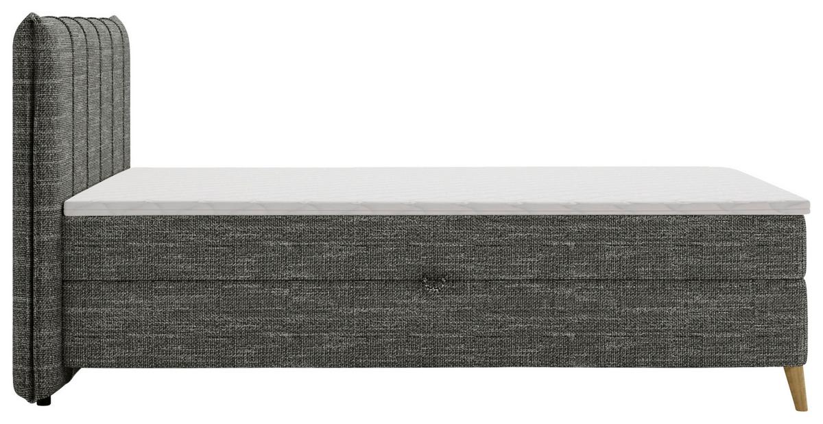 Boxbett Veloria Anthrazit ca. 140x200cm - Anthrazit/Schwarz, KONVENTIONELL, Textil/Metall (140/200cm) - Based