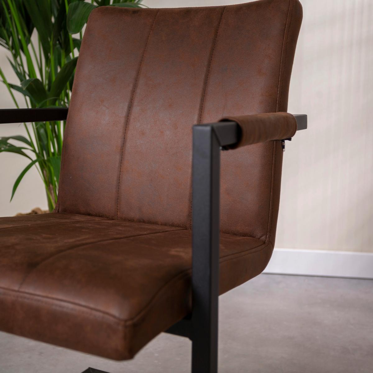 Armlehnstuhl-Set Brandon 2er- Set ca. 54x85 cm Braun - Schwarz/Braun, KONVENTIONELL, Textil/Metall (54/85/61cm) - MID.YOU