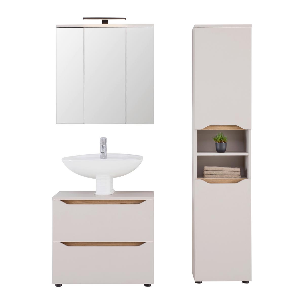 Spiegelschrank Mallorca Kaschmir-/Eichefarben - Eichefarben/Schwarz, MODERN, Glas/Holzwerkstoff (70/70/20cm) - Based