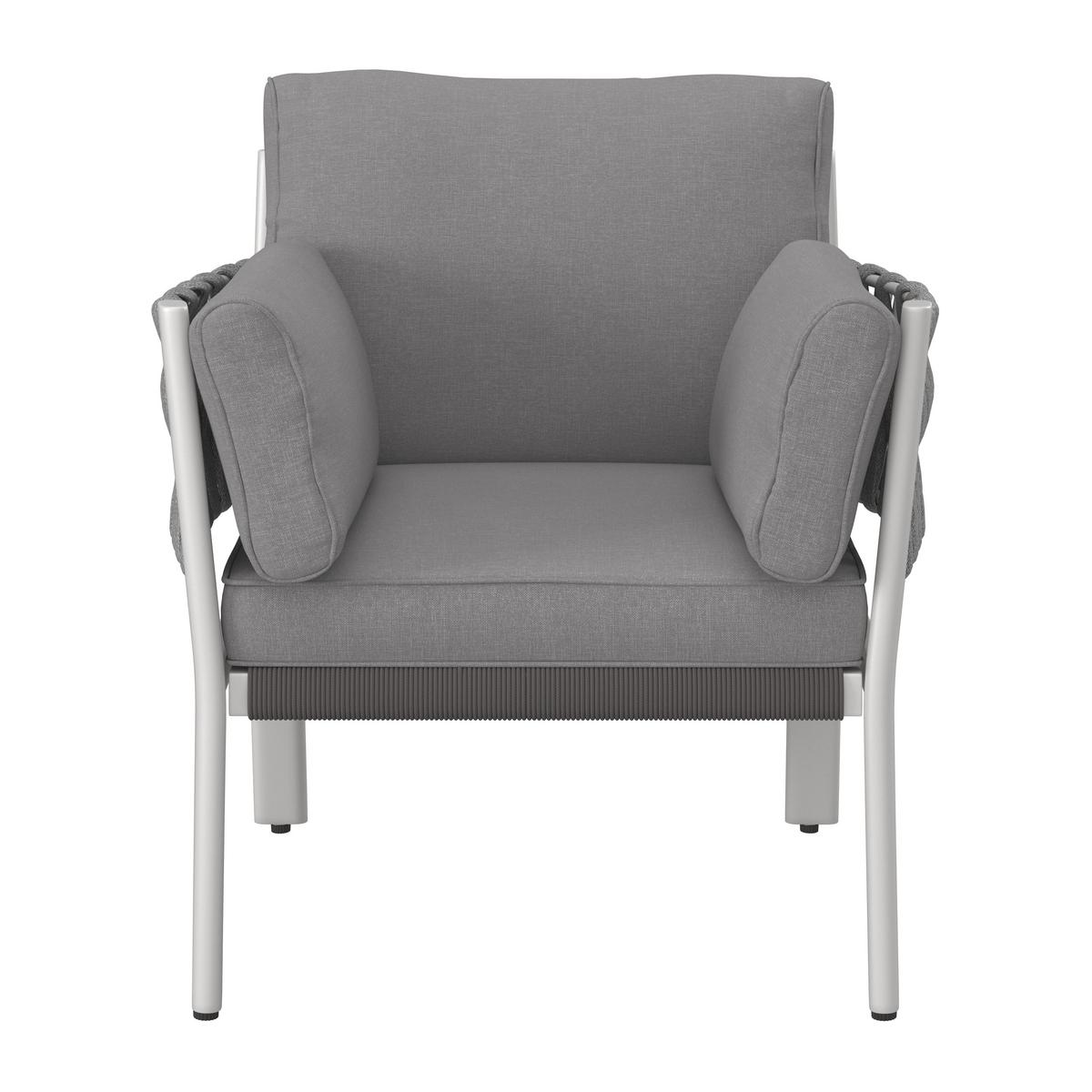 DINING-LOUNGESET ELISA - Weiss/Dunkelgrau, Modern, Kunststoff/Textil (238/74/75cm) - Bessagi Garden