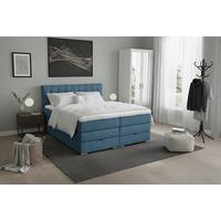 Boxspringbett London -Exklusiv- - Chromfarben/Blau, Modern, Holz/Holzwerkstoff (160/200cm) - Premium Living