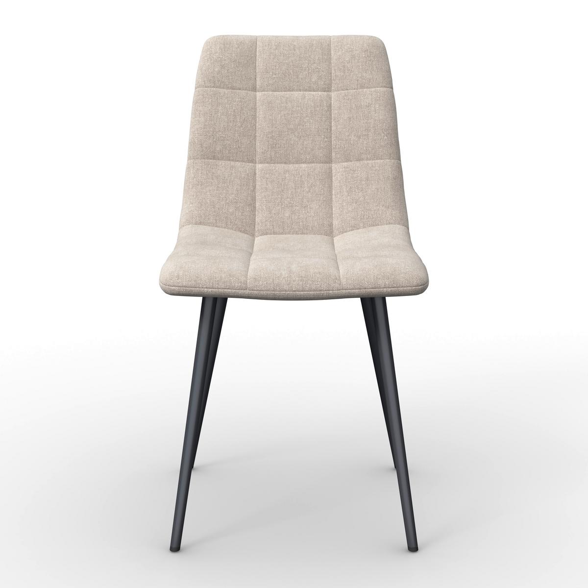Stuhl Ria Greige Mikrofaser Gepolstert - Greige/Schwarz, MODERN, Textil/Metall (44/87/54cm) - Bessagi Home