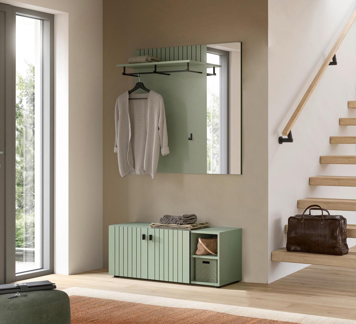 Klop Station, Sivozelena - črna/sivozelena, Design, kovina/leseni material (106/43/37cm) - MID.YOU