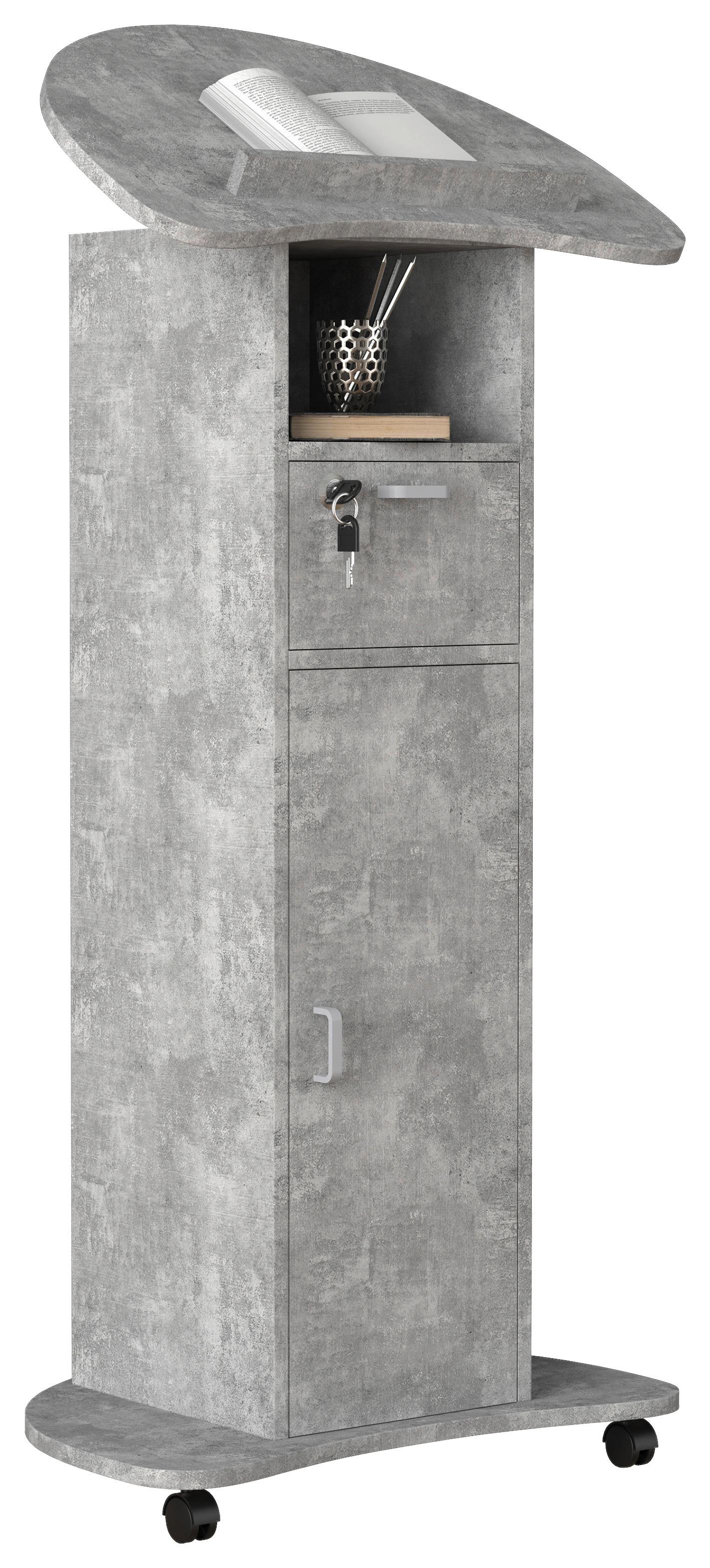 Stoječi Pult Redola L, Beton - siva, Moderno, leseni material (56cm) - MID.YOU