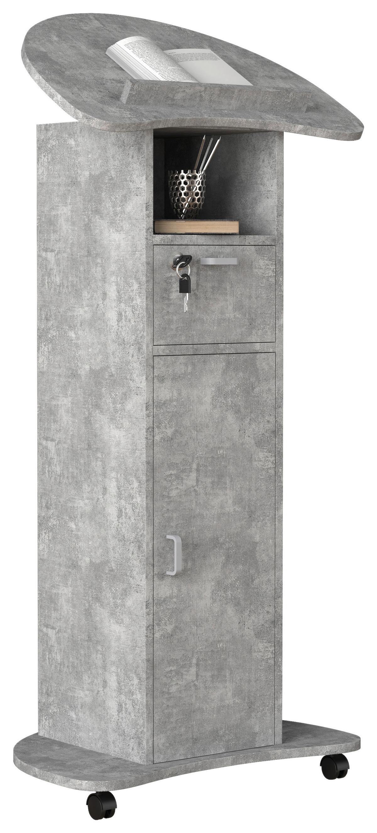 Stoječi Pult Redola L, Beton - siva, Moderno, leseni material (56cm) - MID.YOU