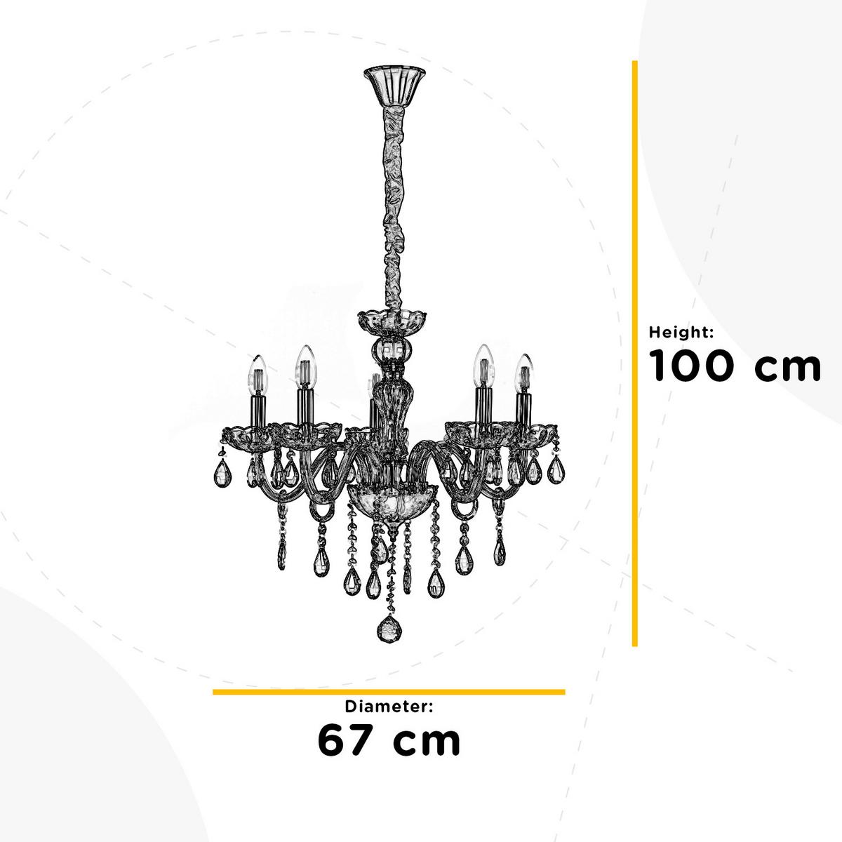Kristall-Hängeleuchte Linda Bernsteinfarben max. 6 Watt - Bernsteinfarben, KONVENTIONELL, Glas/Metall (67/100cm)