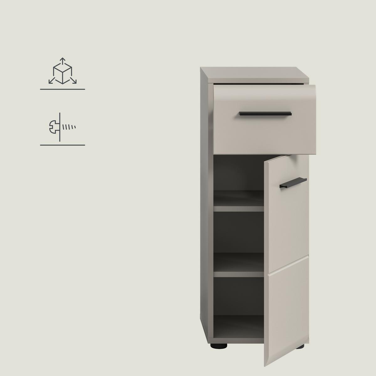 Midischrank Ice Kaschmir - Kaschmir/Schwarz, Trend, Holzwerkstoff/Kunststoff (30/80/30cm) - MID.YOU