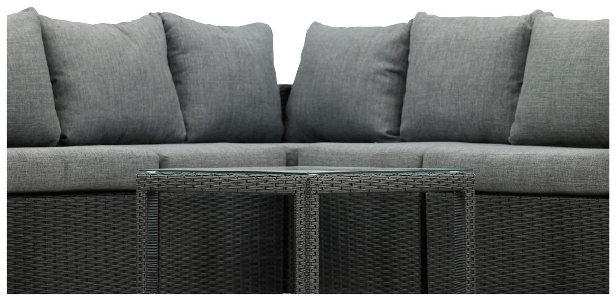 LOUNGEGARNITUR VAMOS - Schwarz/Grau, KONVENTIONELL, Glas/Kunststoff - Gardenson