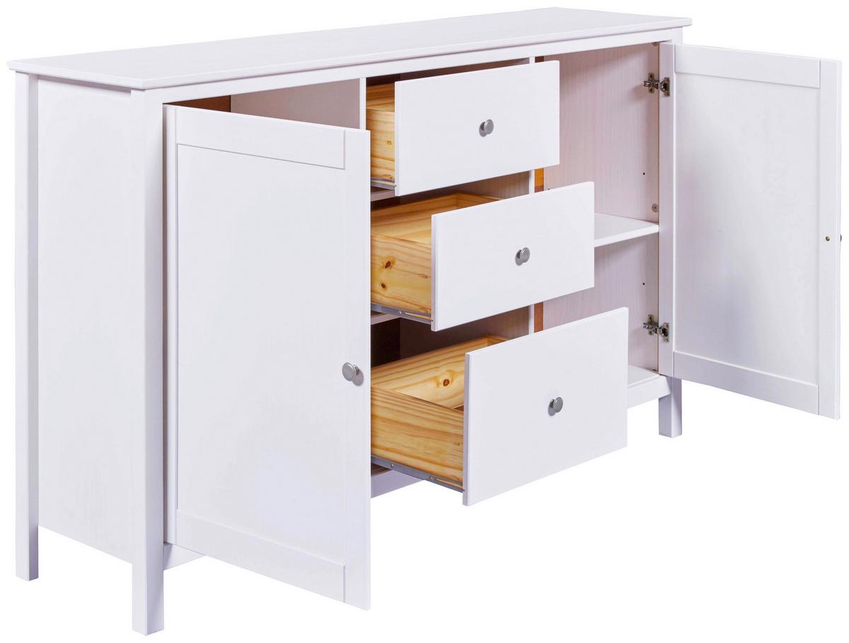 Sideboard Chilly Home ca. 160x96x40 cm Weiß - Silberfarben/Weiß, Design, Holz/Metall (160/96/39,5cm) - Livetastic