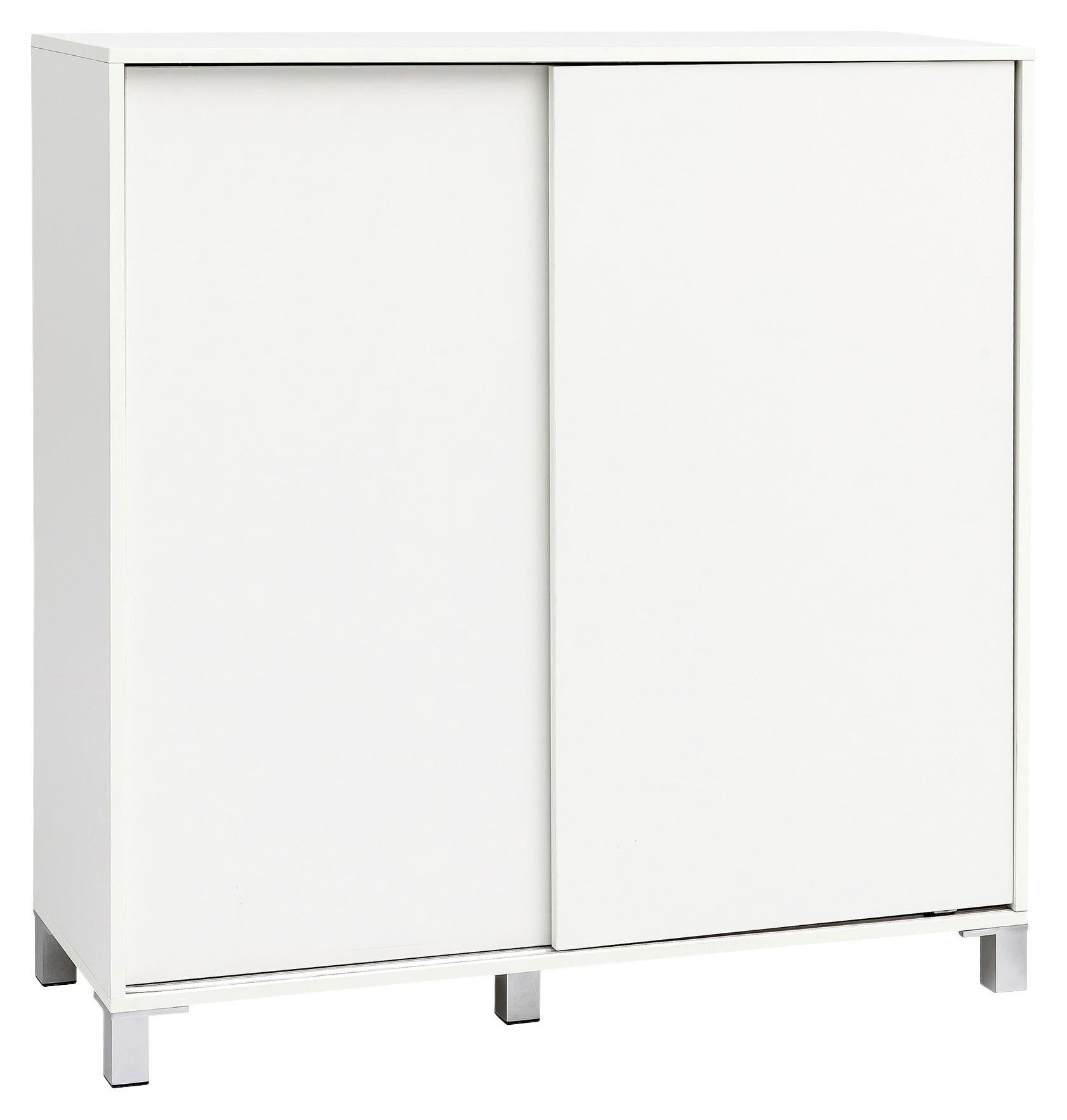 Schuhschrank "WL5.712", weiss - Silberfarben/Weiß, KONVENTIONELL, Holzwerkstoff/Kunststoff (100/108/37,5cm) - MID.YOU