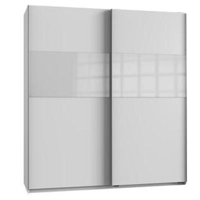 Schwebetürenschrank in Weiß - Alufarben/Weiß, Holzwerkstoff/Metall (180/200/64cm) - Mömax