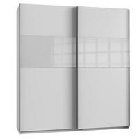 Schwebetürenschrank in Weiß - Alufarben/Weiß, Holzwerkstoff/Metall (180/200/64cm) - Mömax