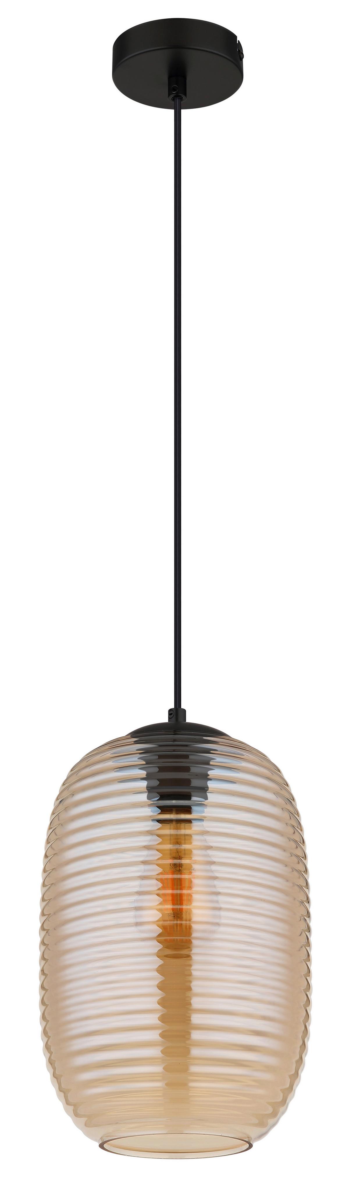 Viseća Svjetiljka Jefrey - crna/boje jantara, Basics, staklo/metal (20/120cm) - Globo