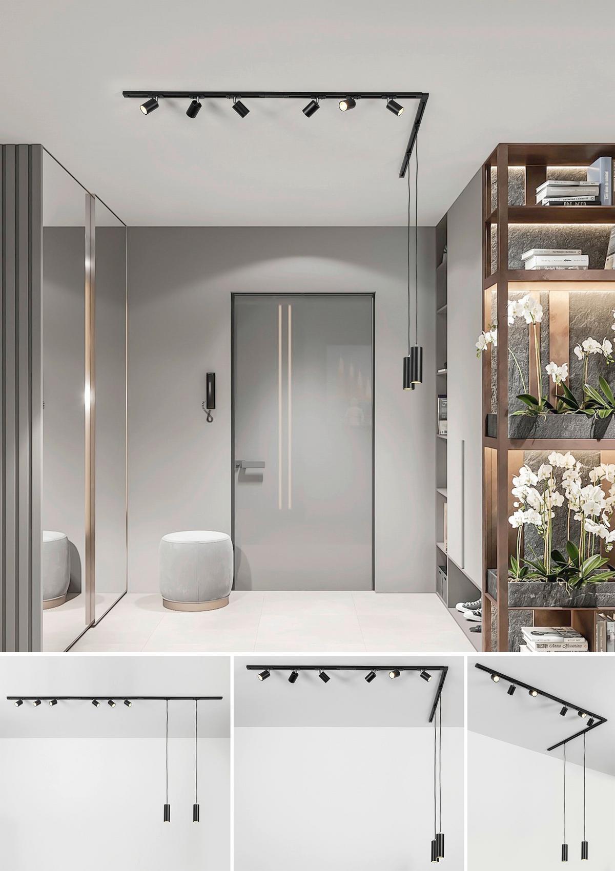 SYSTEM SZYNOWY BINE - czarny/kolor chromowy, Trend, tworzywo sztuczne/metal (262cm) - Novel