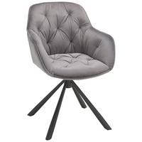 Armlehnstuhl aus Samt in Grau - Schwarz/Grau, Lifestyle, Textil/Metall (68/86/64cm) - Premium Living