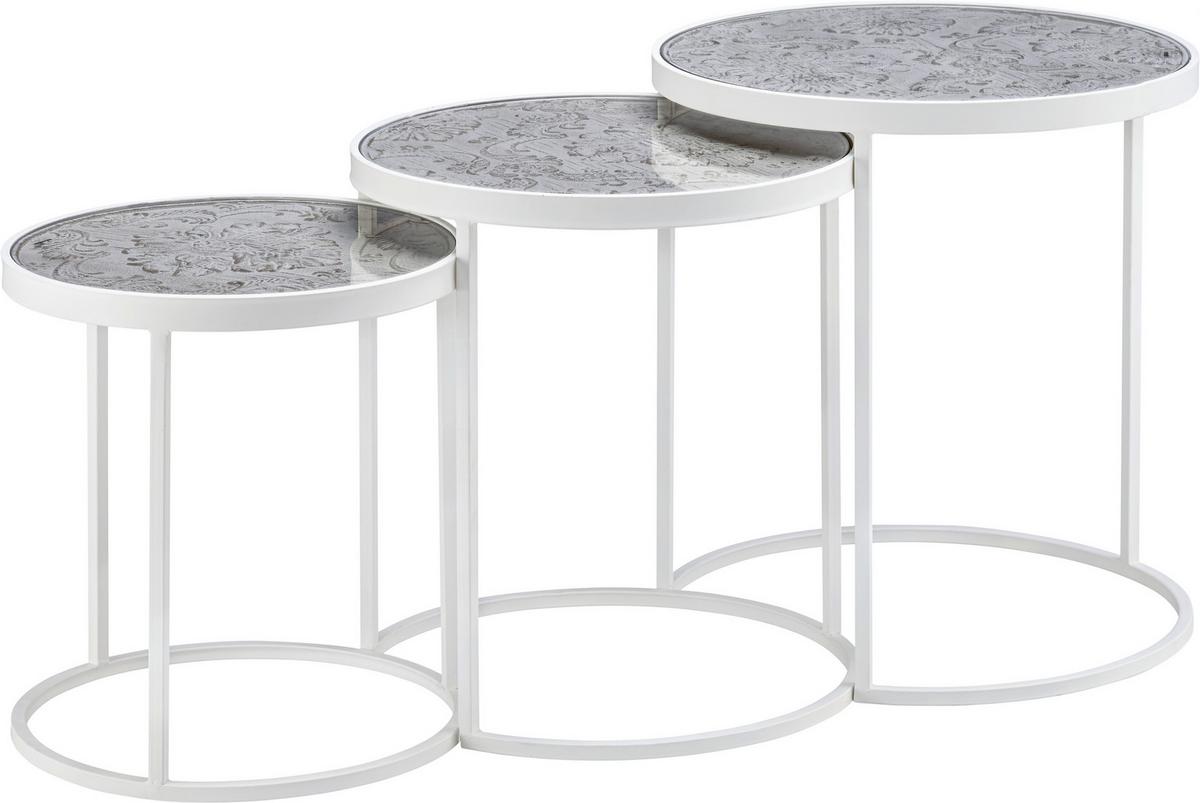 Set Miz Melody - bela, Romantika, kovina/steklo (47/42/37/50/45/40cm) - Premium Living