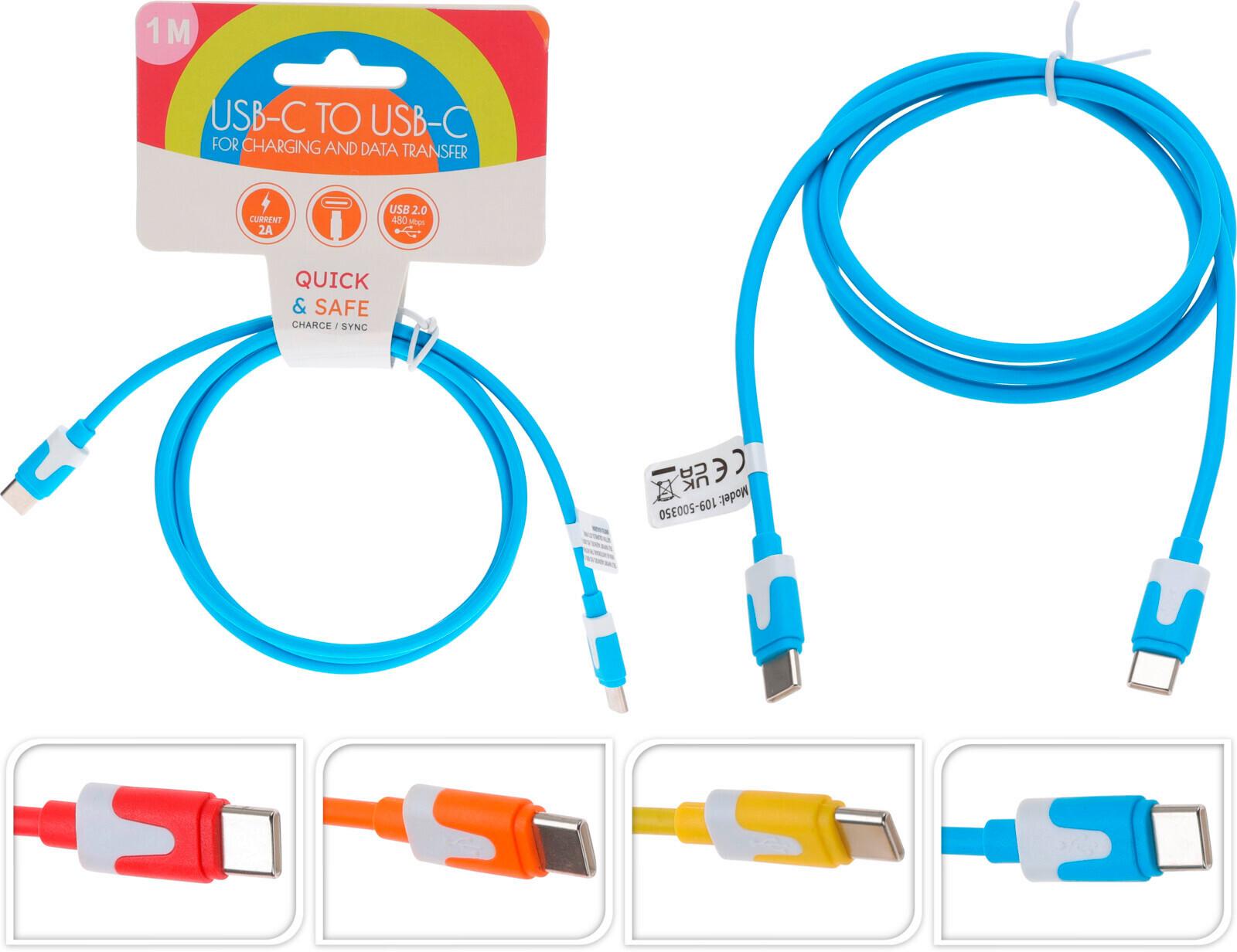 Usb Töltőkábel Rainbow - sárga/piros, műanyag (100cm)