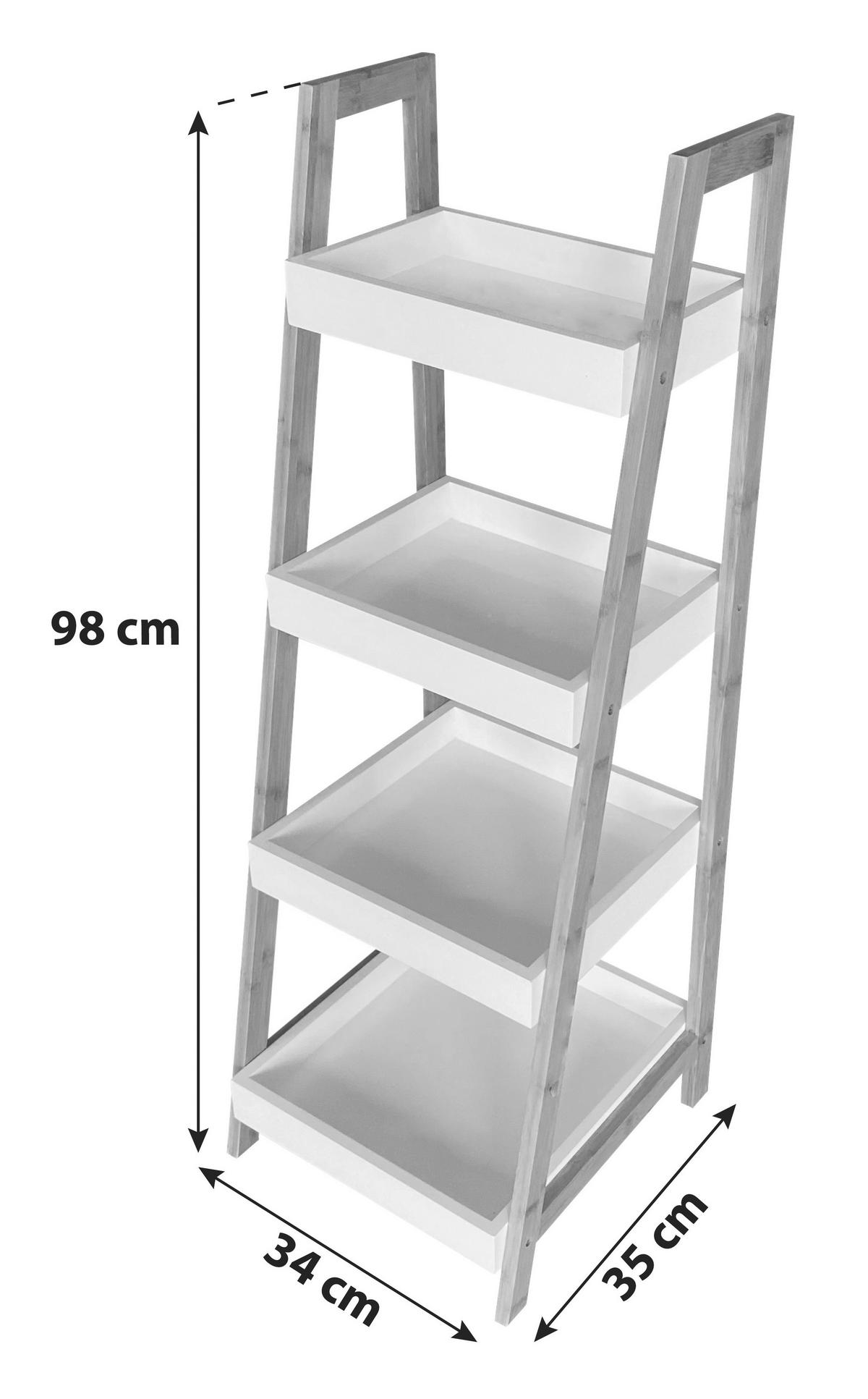 Etajeră LIANE 2 - alb/culoare natur, Modern, materiale naturale/material pe bază de lemn (34/98/35cm) - Based