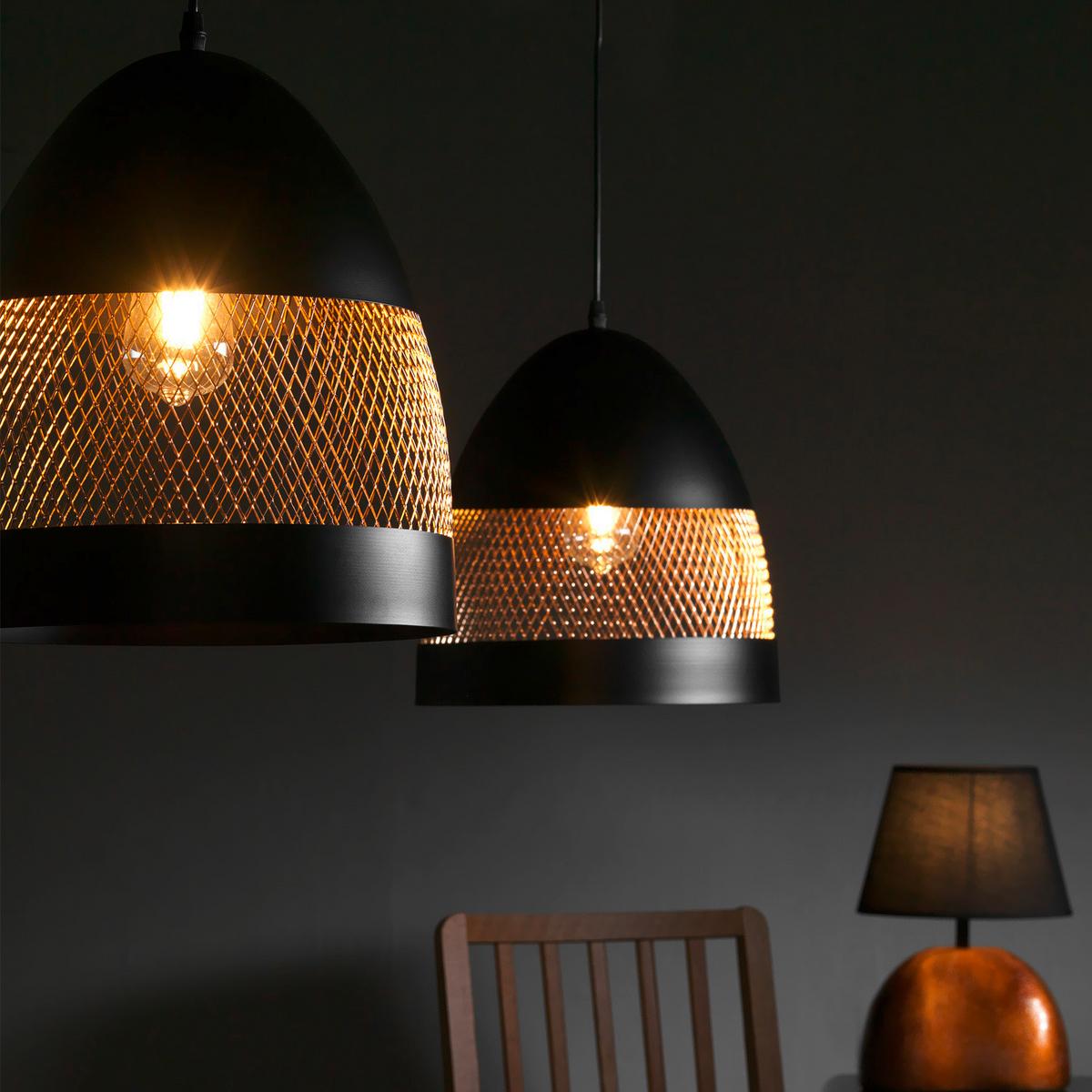 Hängeleuchte Polly Schwarz/Bronze max. 22 Watt - Schwarz/Bronzefarben, Design, Metall (30/120cm)