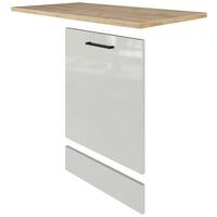 Küchenunterschrank Levi, in Lichtgrau glänzend - Schwarz/Grau, MODERN, Holzwerkstoff/Metall (110/60cm) - FlexWell