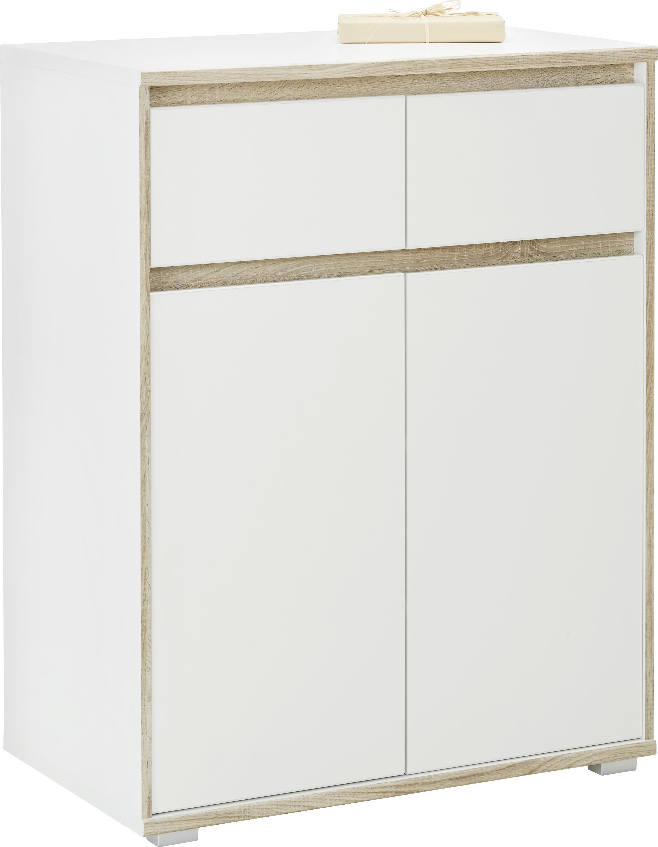 Comodă Pluto - stejar Sonoma/alb, Modern, material pe bază de lemn (80/103/48cm) - Modern Living