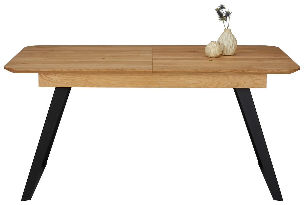 Ausziehtisch aus Eiche Massiv - Schwarz, Modern, Holz (160-210/90/76cm) - Zandiara