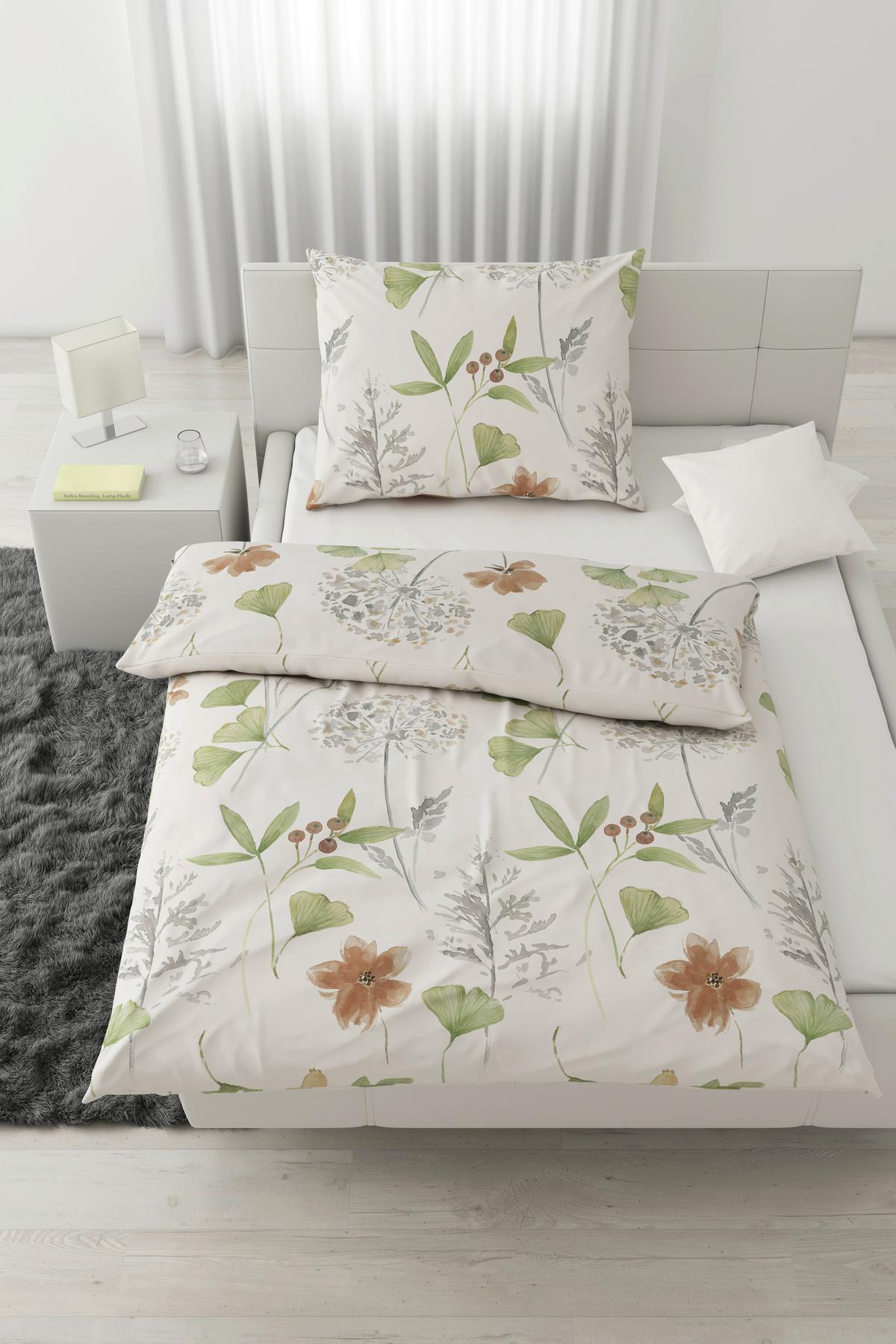 Lenjerie de pat Bilbao cca. 140x200/50x70 cm - alb/verde, Lifestyle, textil (140/200cm) - Modern Living