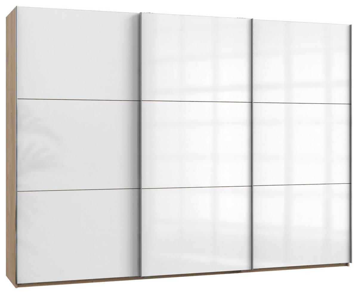 Schwebetürenschrank Level 36D ca. 300x216x65 cm Weiß - Chromfarben/Weiß Hochglanz, MODERN, Holzwerkstoff/Metall (300/216/65cm) - MID.YOU