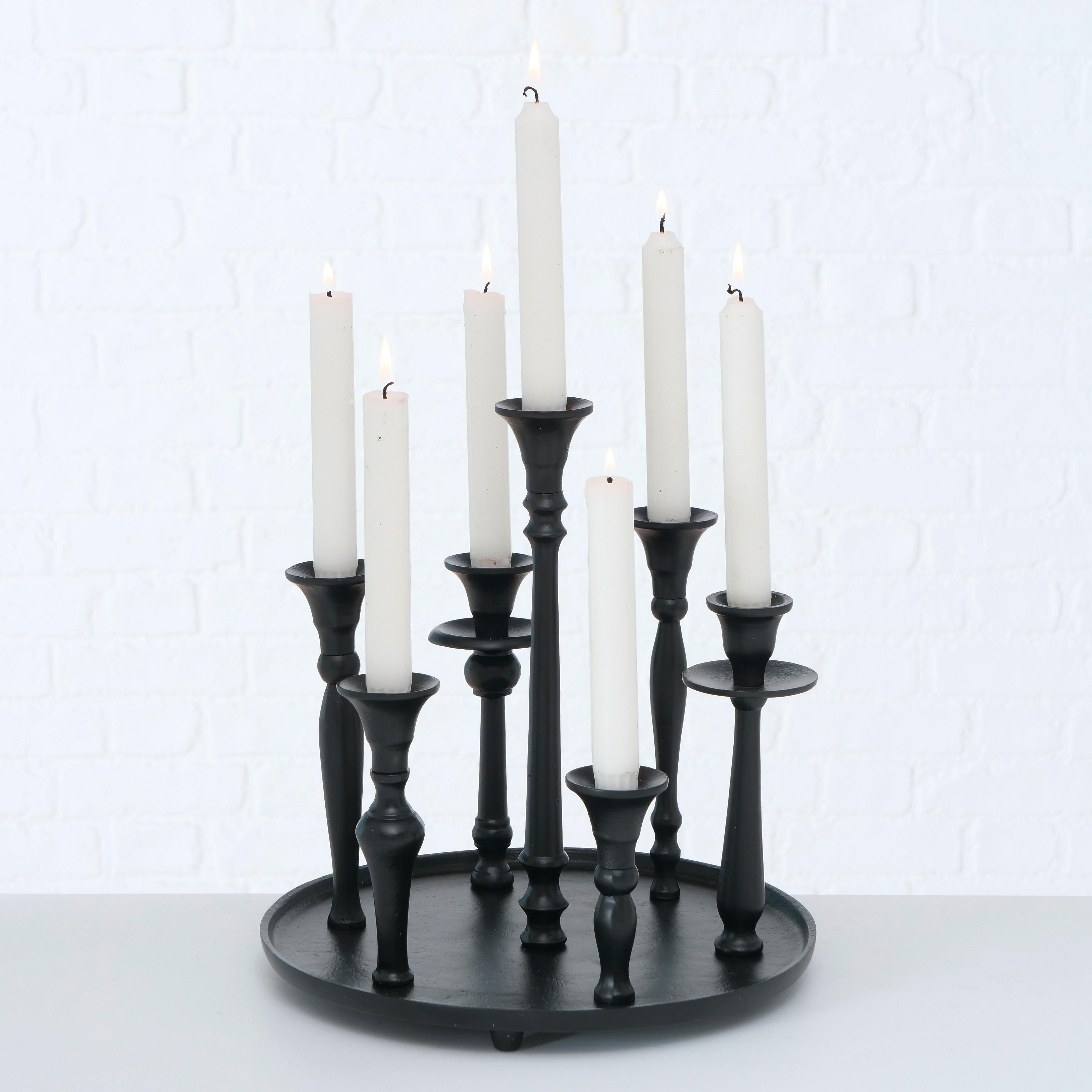 Kerzenhalter Poulina aus Aluminium in Schwarz - Schwarz, Design, Metall (29/31cm)