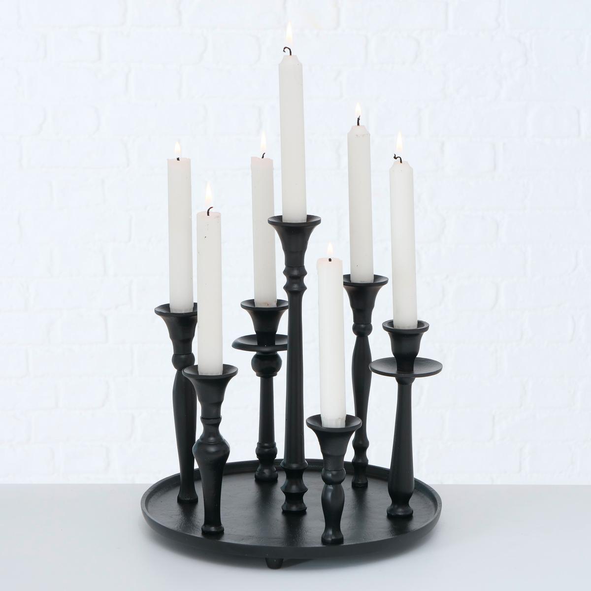 Kerzenhalter Poulina aus Aluminium in Schwarz - Schwarz, Design, Metall (29/31cm)