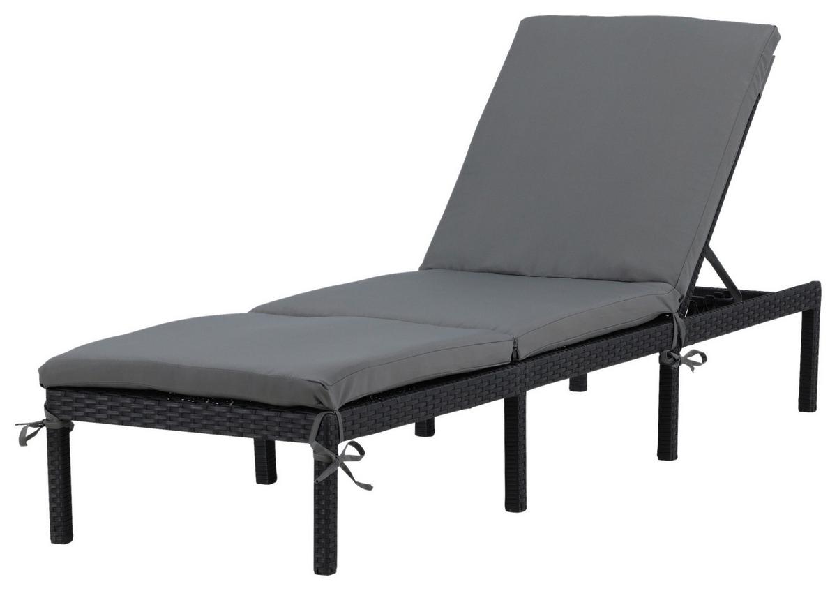 Sonnenliege Bilbao ca. 59x84x198 cm Schwarz - Schwarz, KONVENTIONELL, Kunststoff (59/84/198cm) - Gardenson