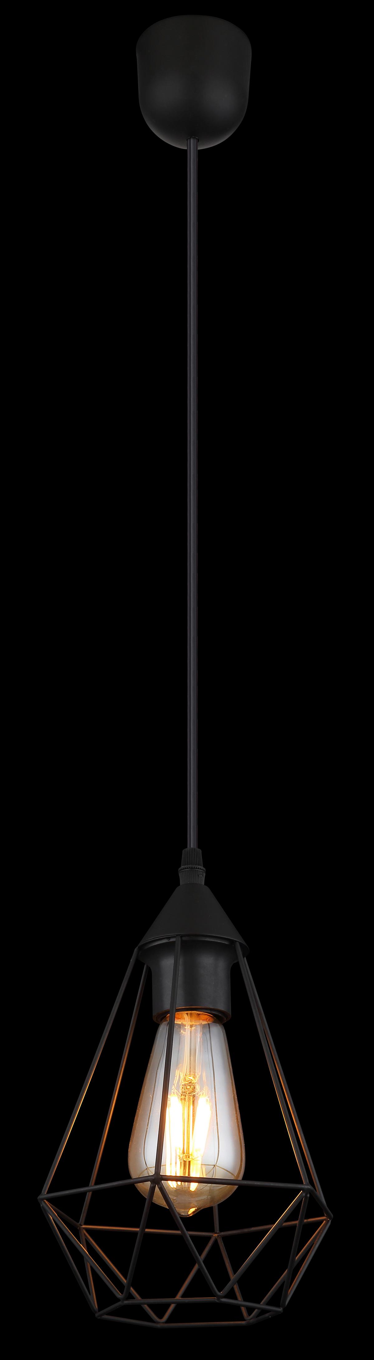 Hängeleuchte Zachary Schwarz max. 60 Watt - Schwarz, Design, Metall (17/120cm) - Globo