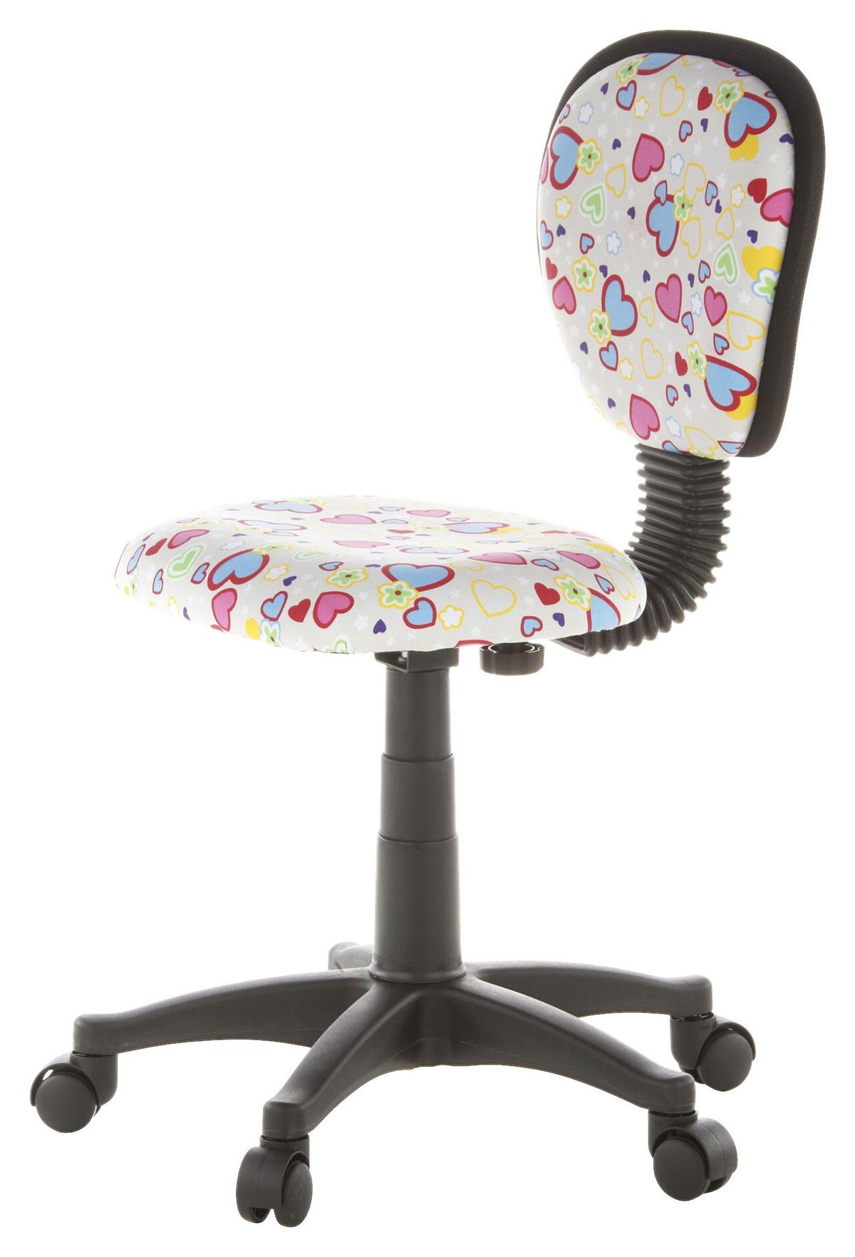 Mladinski Vrtljivi Stol Kiddy Top, Motiv Rožice In Srčki - večbarvno, Basics, umetna masa (40/79-90/37cm) - MID.YOU