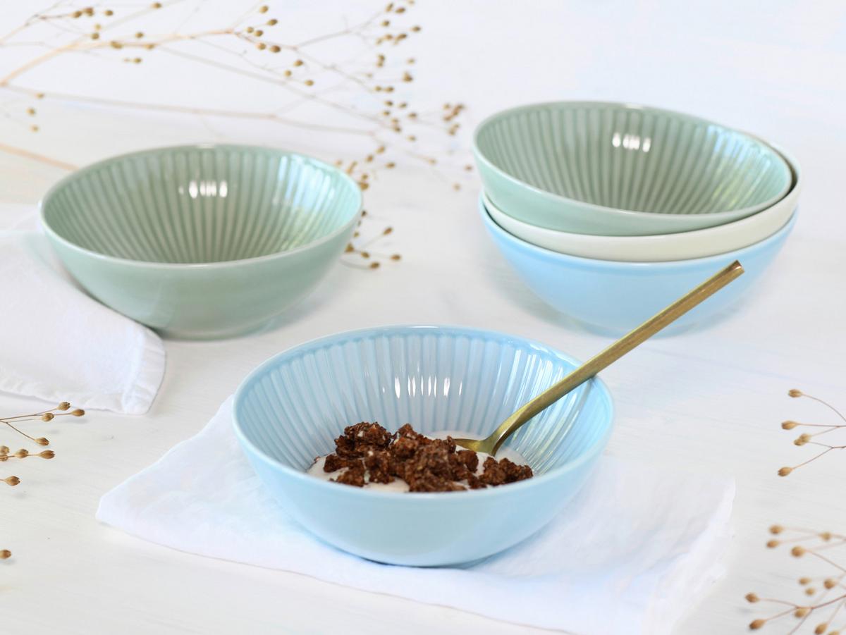 Set Skodelic Za Kosmiče Valencia, 6-Delni - pastelno modra/krem barve, Basics, keramika (17cm) - Creatable