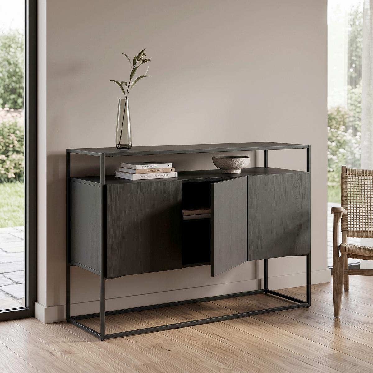 Sideboard Kingsport Schwarz - Schwarz, Design, Holz/Metall (120/80/45cm) - Livetastic